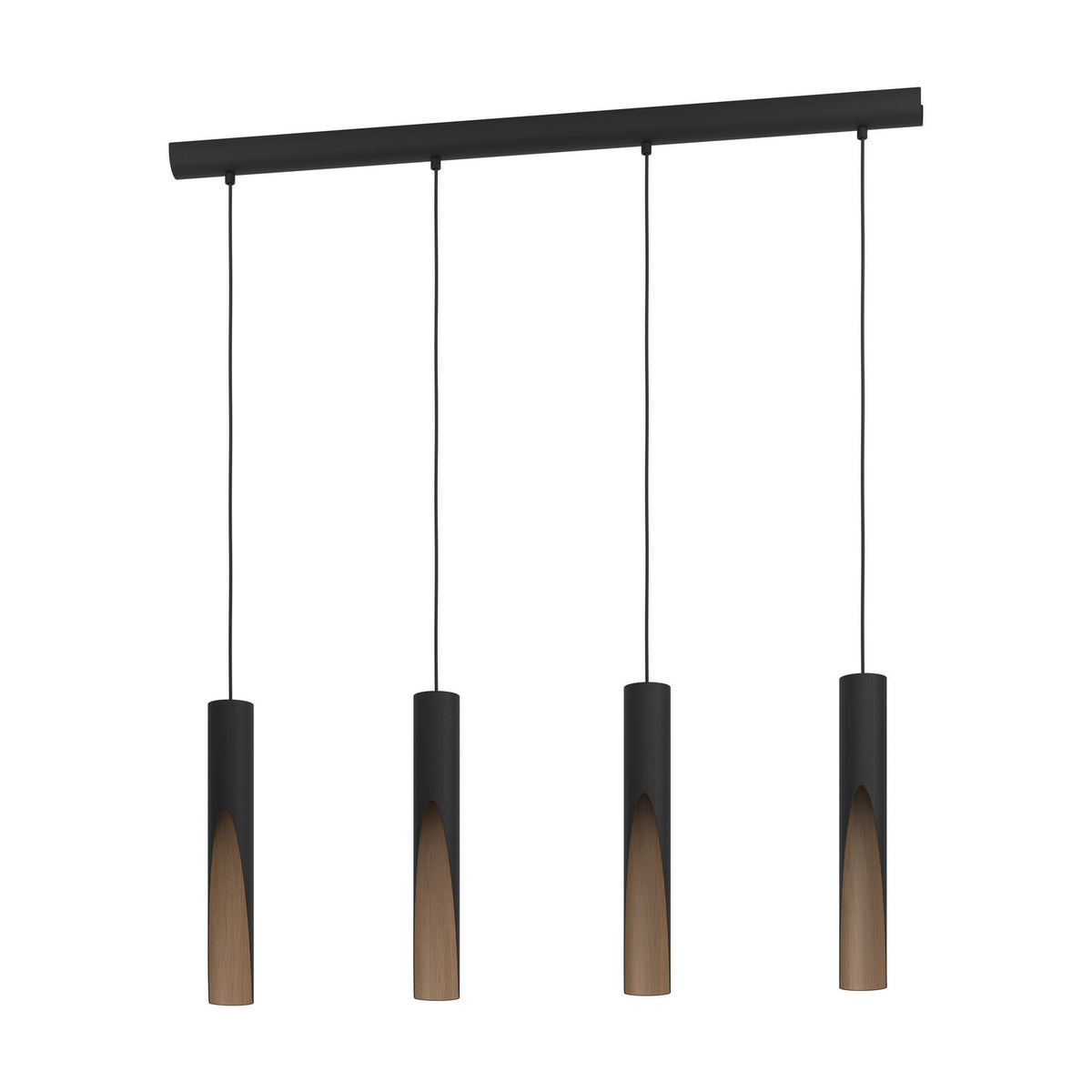 Losessa Linear Pendant Light - Black & Wood