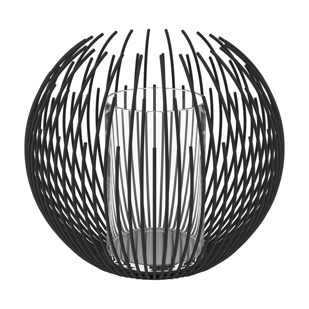 Losmora Metal Hurricane Lantern - Black & Clear