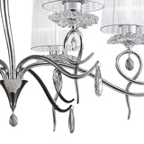 Louise 88cm 6 Light Crystal Chandelier - Chrome With White Shades
