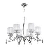Louise 88cm 6 Light Crystal Chandelier - Chrome With White Shades