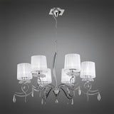 Louise 88cm 6 Light Crystal Chandelier - Chrome With White Shades