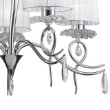Louise 74cm 5 Light Crystal Chandelier - Chrome With White Shades