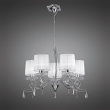 Louise 74cm 5 Light Crystal Chandelier - Chrome With White Shades