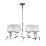 Louise 2 Arm 4 Light Crystal Chandelier - Chrome With White Shades