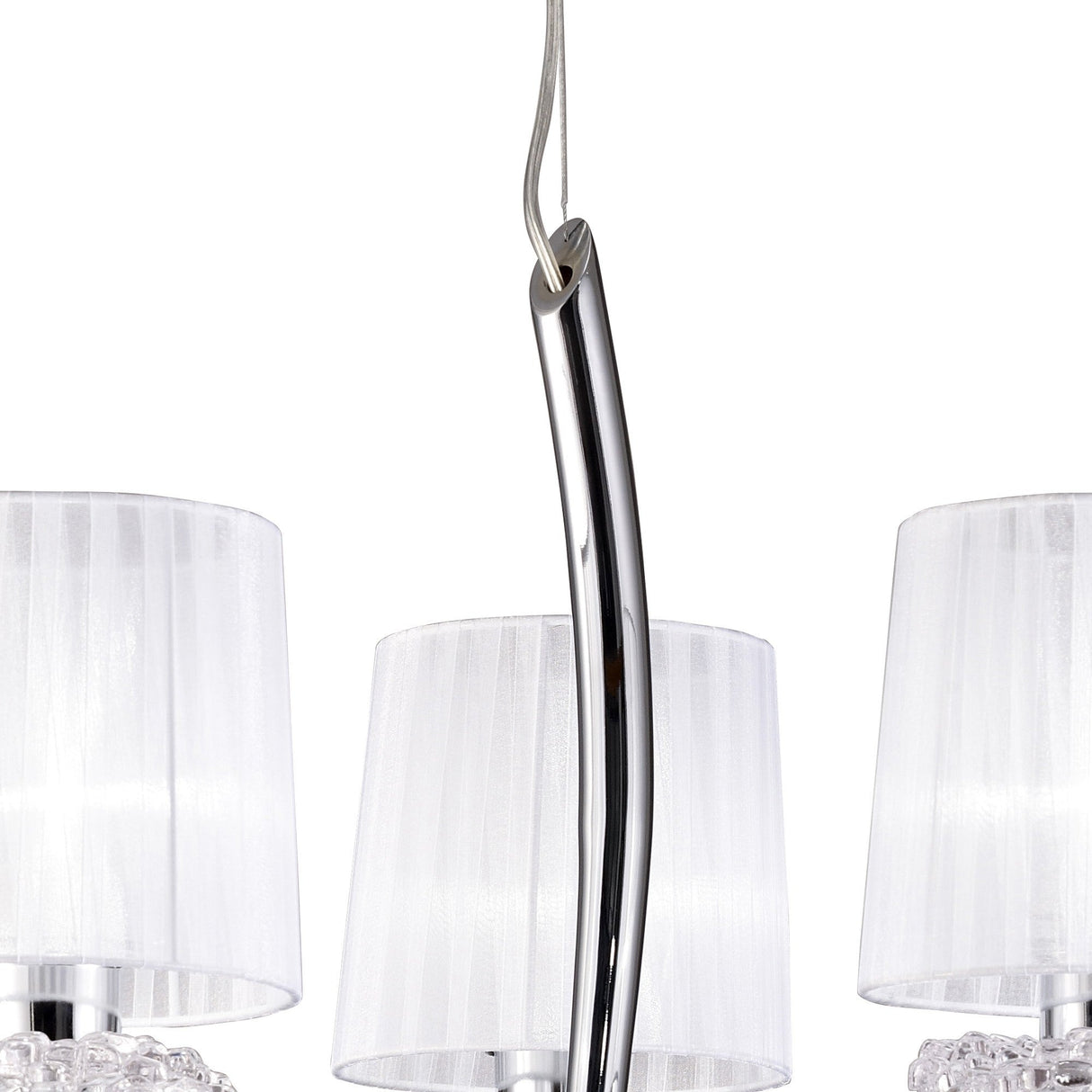 Louise 61cm 3 Light Crystal Chandelier - Chrome With White Shades