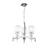 Louise 61cm 3 Light Crystal Chandelier - Chrome With White Shades