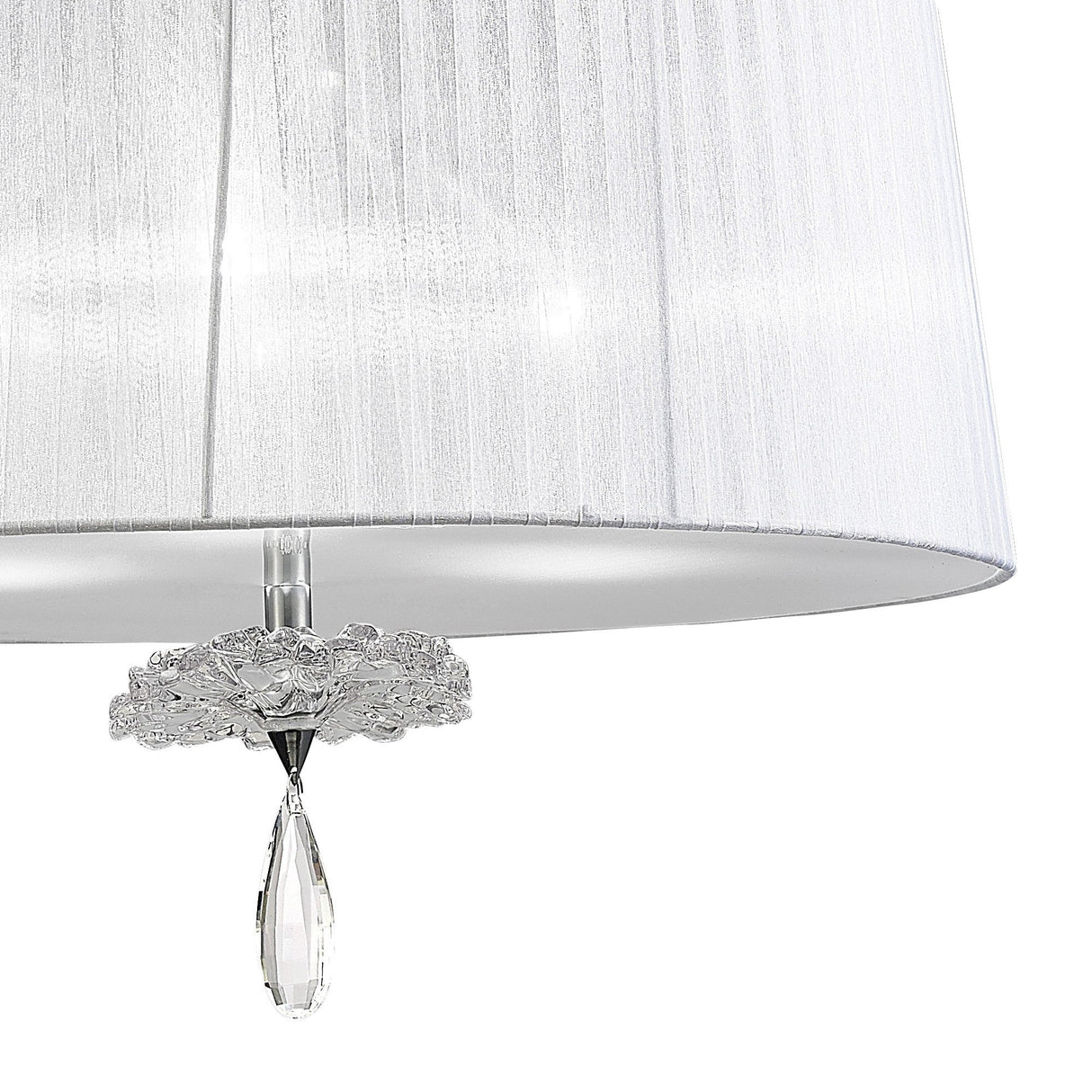 Louise 50cm 3 Light Crystal Chandelier - Chrome With White Shades