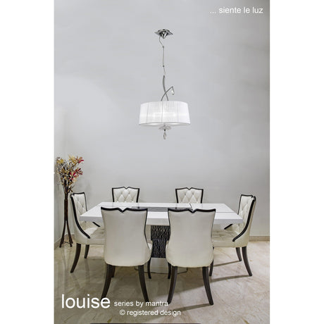 Louise 50cm 3 Light Crystal Chandelier - Chrome With White Shades