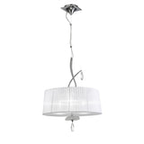 Louise 50cm 3 Light Crystal Chandelier - Chrome With White Shades