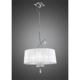 Louise 50cm 3 Light Crystal Chandelier - Chrome With White Shades