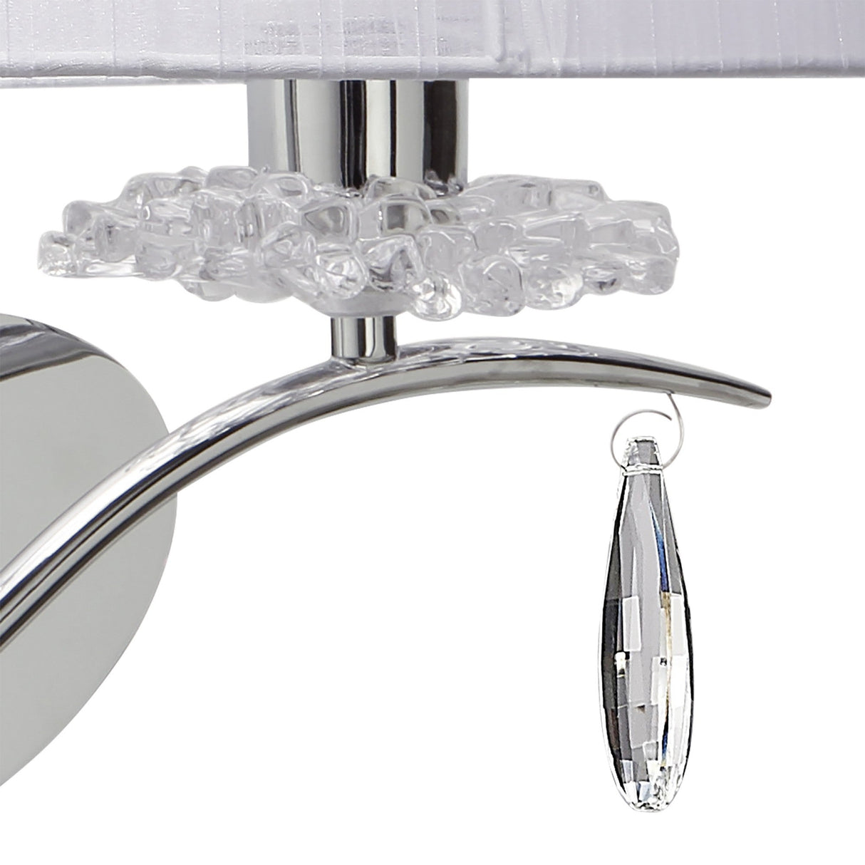Louise Right 2 Light Crystal Wall Light - Chrome With White Shade