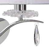 Louise Right 2 Light Crystal Wall Light - Chrome With White Shade