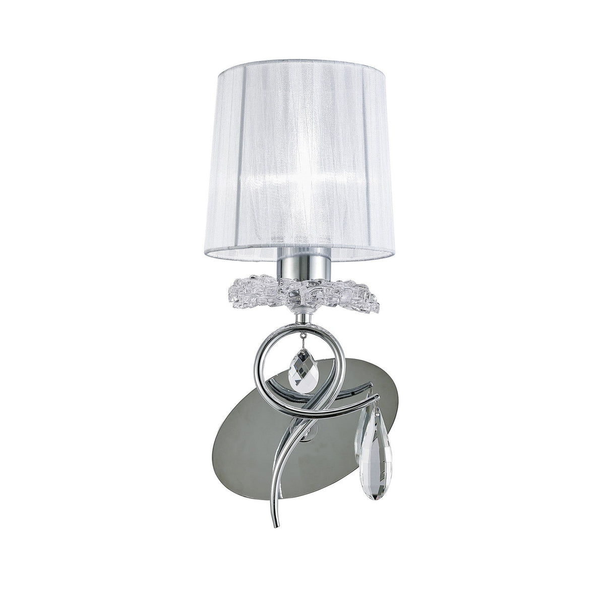 Louise 1 Light Crystal Wall Light -  Chrome With White Shade