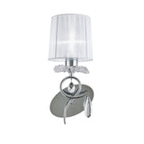 Louise 1 Light Crystal Wall Light -  Chrome With White Shade