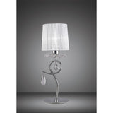 Louise 1 Light Crystal Table Lamp - Chrome With White Shade