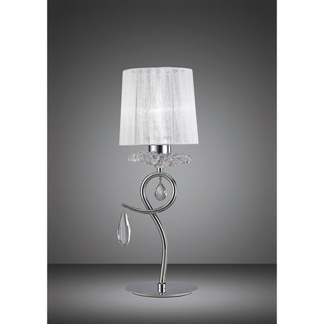 Louise 1 Light Crystal Table Lamp - Chrome With White Shade