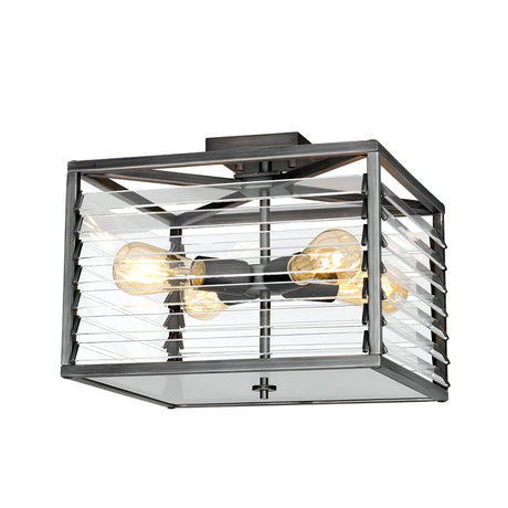 Louvre 4 Light Flush - Painted Gunmetal