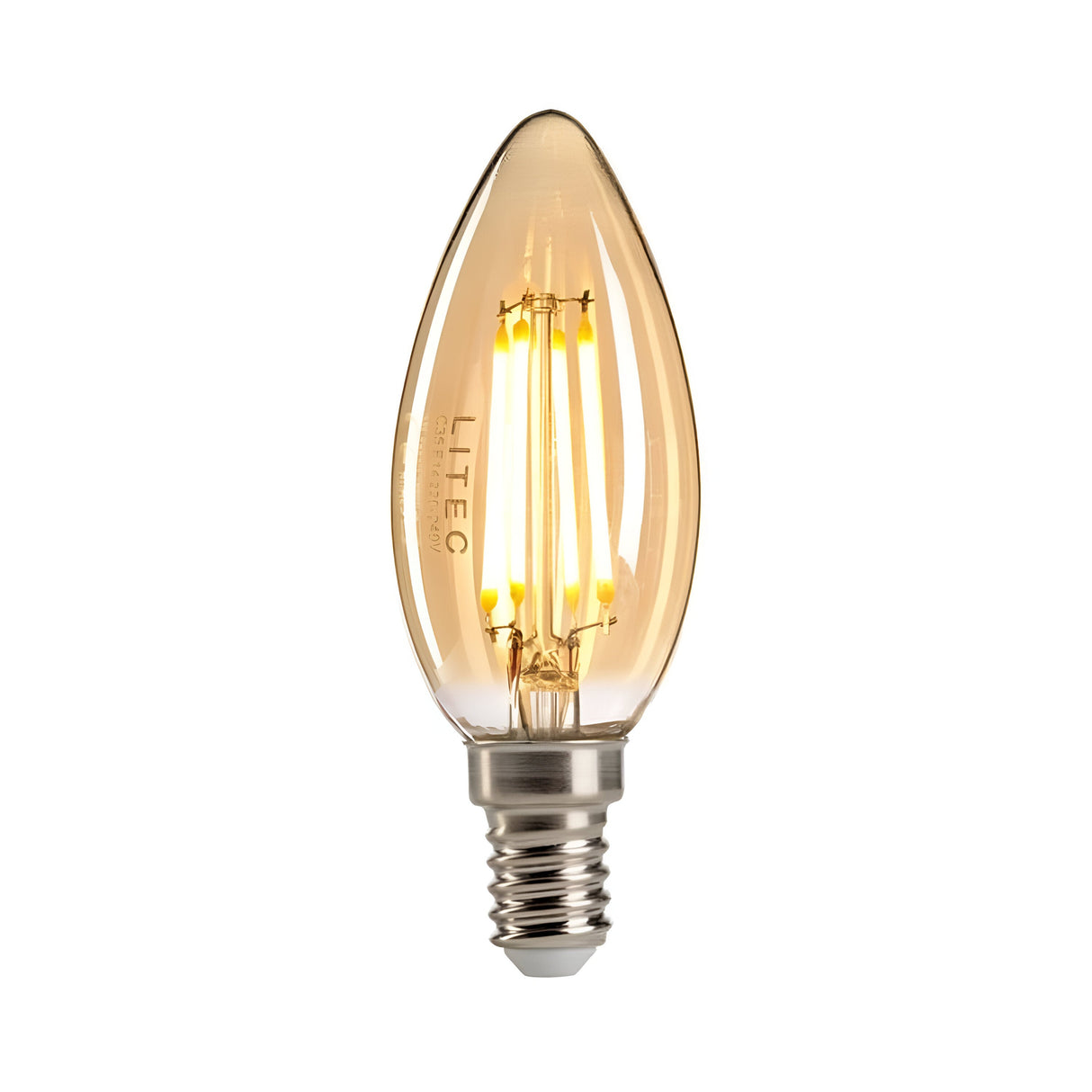 Amber Candle LED E14 Lamp - Amber Glass