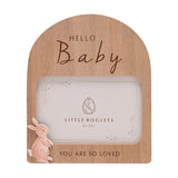Hello Baby Arched Wooden Photo Frame with Bunny - Natural