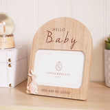 Hello Baby Arched Wooden Photo Frame with Bunny - Natural