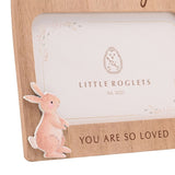 Hello Baby Arched Wooden Photo Frame with Bunny - Natural