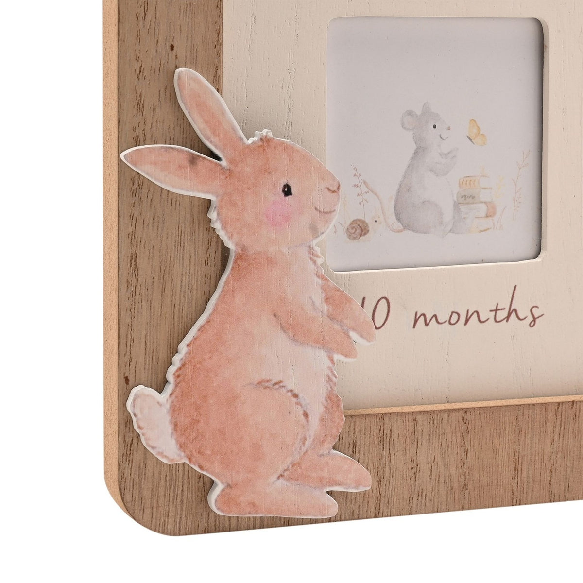Arched Bunny First Year Wooden Photo Frame - Natural & Cream