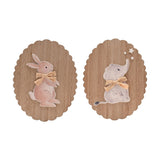 Set of 2 Bunny & Elephant Wooden Wall Art - Brown & White