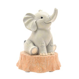 Small Elephant on Tree Stump Resin Money Box - Grey & Brown