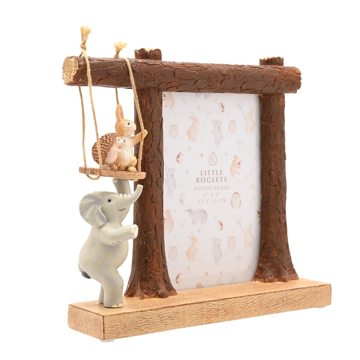 Elephant and Swing Resin Photo Frame 6 x 4in - Brown & Beige