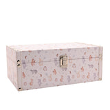 Set of 2 Woodland Animal Print Wooden Storage Boxes - Pink
