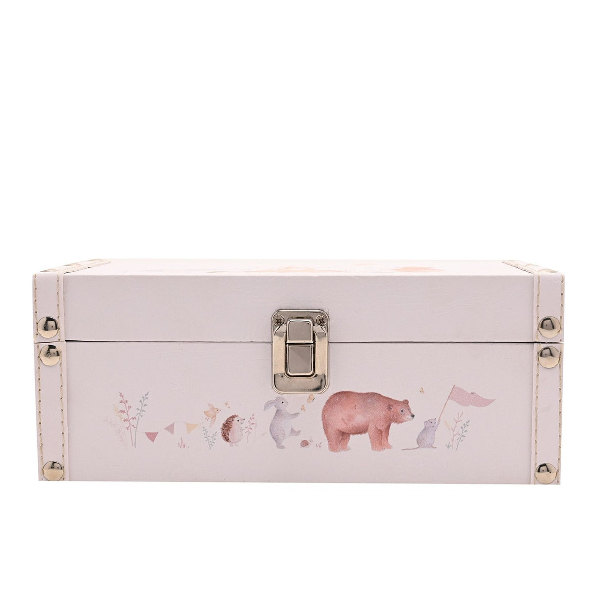 Set of 2 Woodland Animal Print Wooden Storage Boxes - Pink