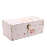 Set of 2 Woodland Animal Print Wooden Storage Boxes - Pink