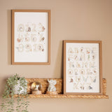 Set of 2 Animal Learning Wooden Wall Art A3 - Cream & Natural
