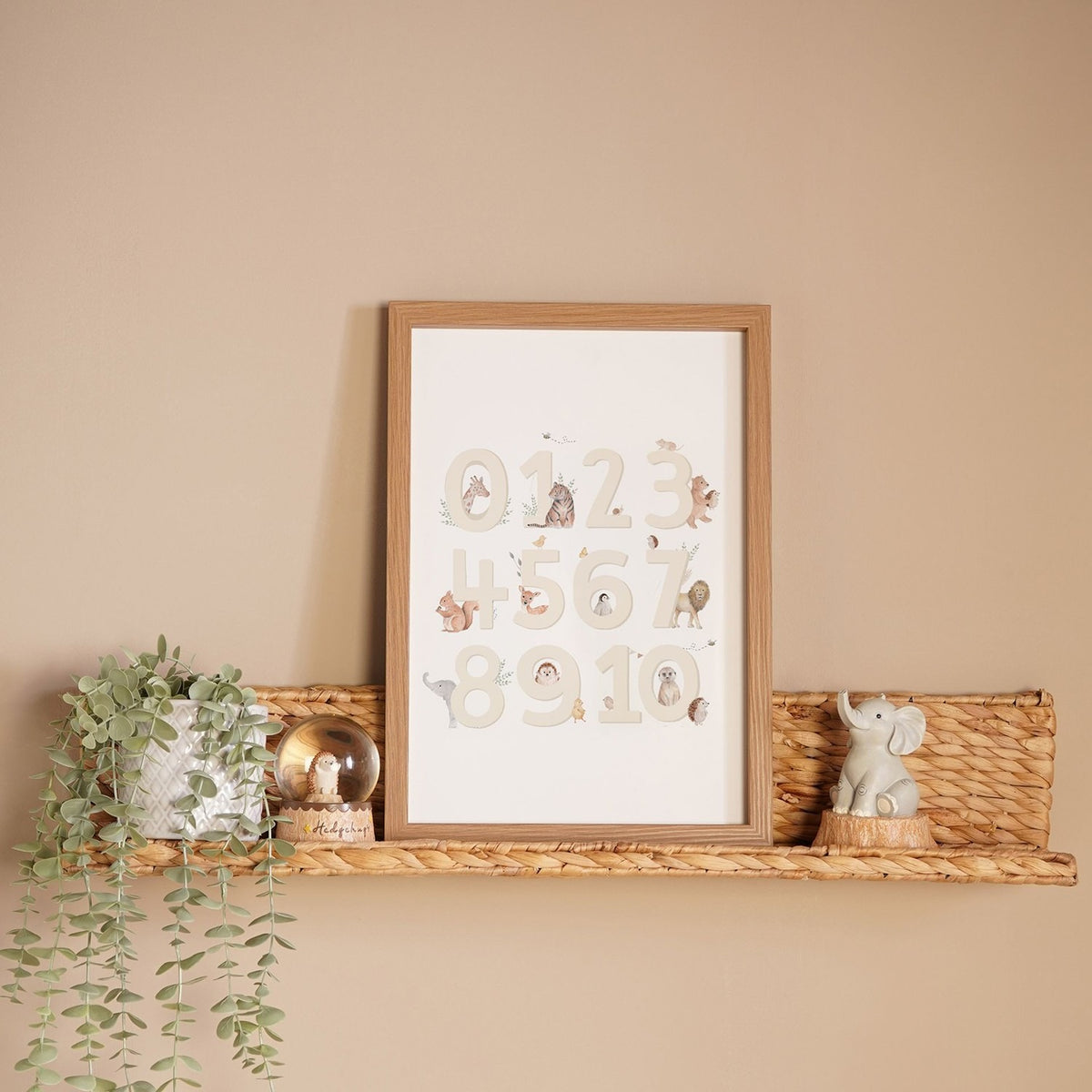 Set of 2 Animal Learning Wooden Wall Art A3 - Cream & Natural