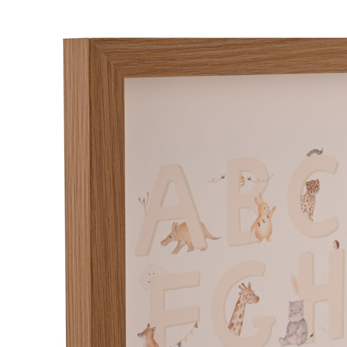 Set of 2 Animal Learning Wooden Wall Art A3 - Cream & Natural