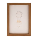 Dream Big Moon Balloon wooden wall art in a natural frame, showing a watercolour print of a grey moon, cloud, sleeping bear, stars and owl, with "Dream big little one" text, on a white background.
