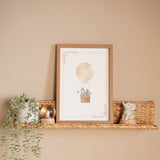Animal Hot Air Balloon Wooden Wall Art A3 - Cream & Natural