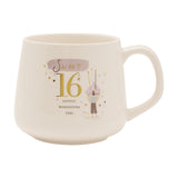 16th Birthday Stoneware Mug with Gold Lettering - Cream