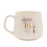 16th Birthday Stoneware Mug with Gold Lettering - Cream