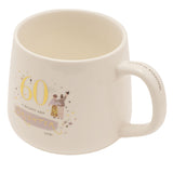60th Birthday Hearts and Stars Stoneware Mug - White & Gold