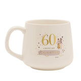 60th Birthday Hearts and Stars Stoneware Mug - White & Gold
