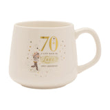 70th Birthday Love and Laughter Stoneware Mug - White & Gold
