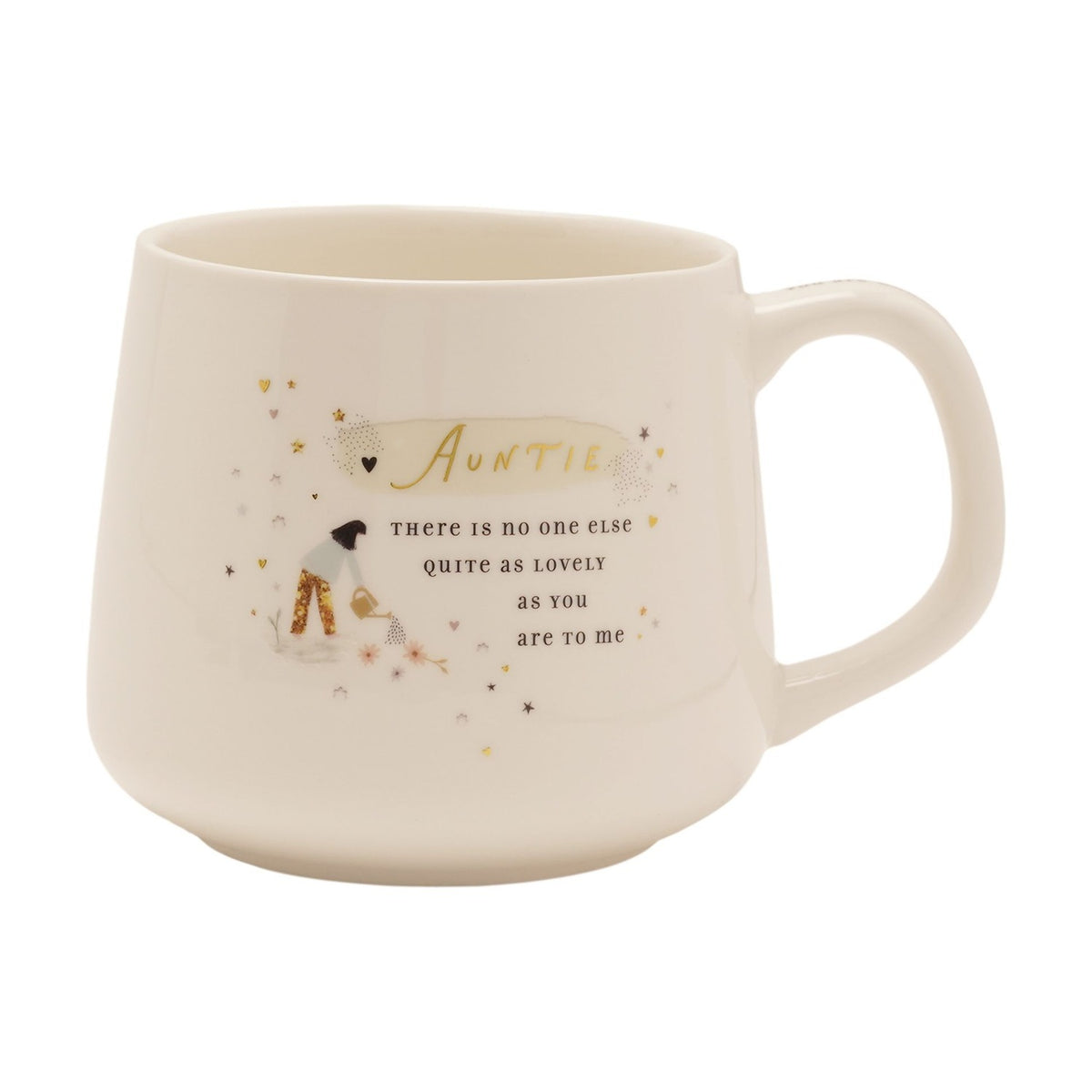 Auntie Garden Illustration Stoneware Mug - White & Grey