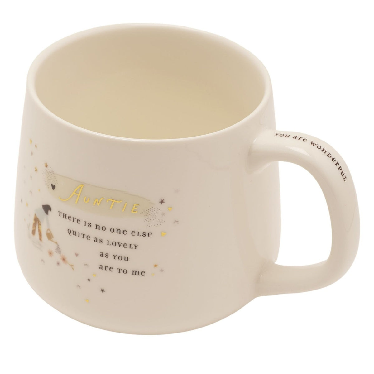 Auntie Garden Illustration Stoneware Mug - White & Grey