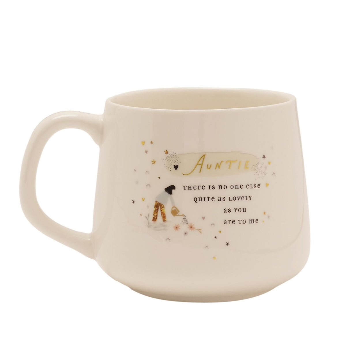 Auntie Garden Illustration Stoneware Mug - White & Grey