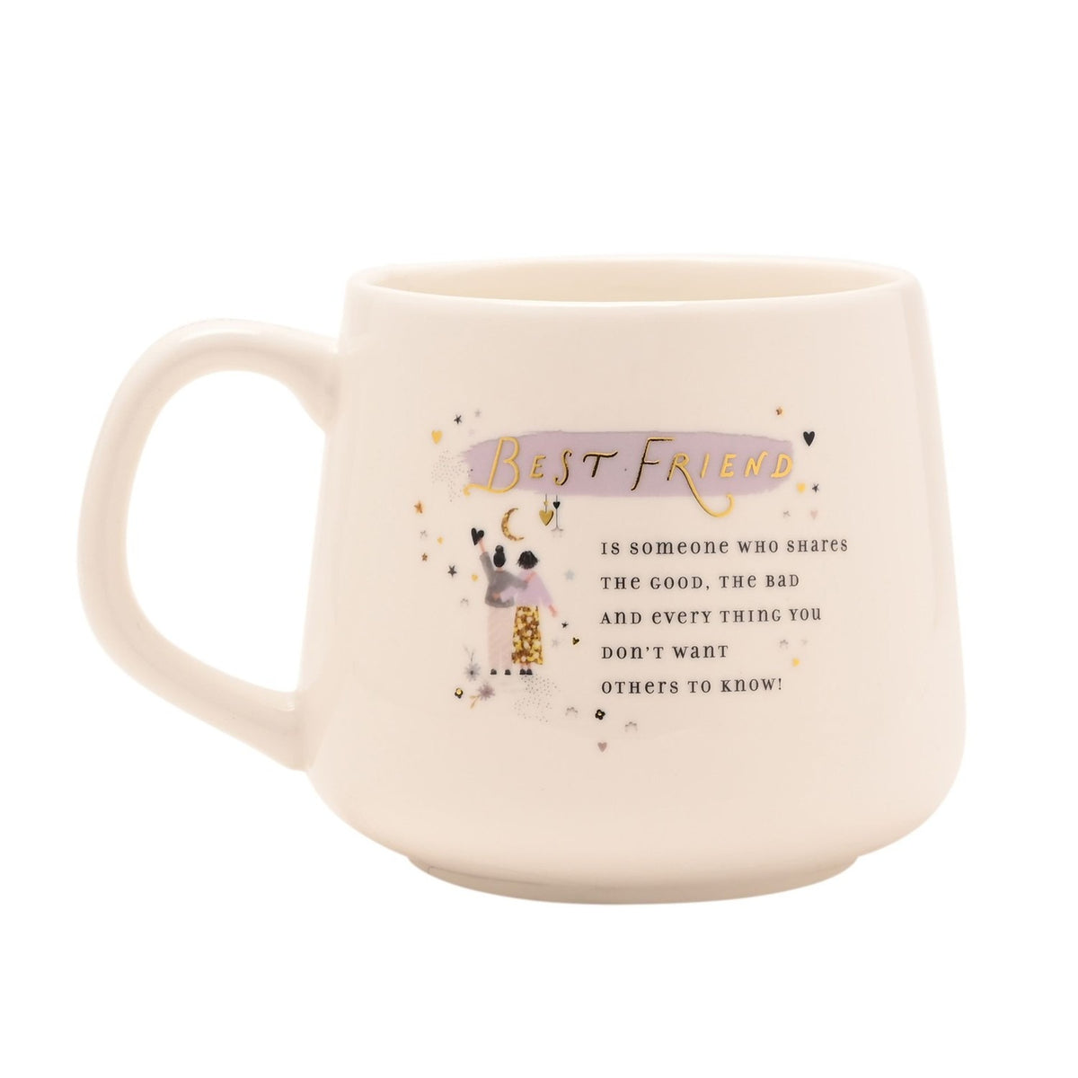 Best Friend Sentiment Ceramic Mug with Gold Detail - White
