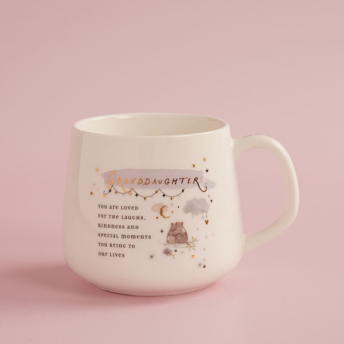 Granddaughter Bear Stoneware Mug with Gold Lettering - Cream