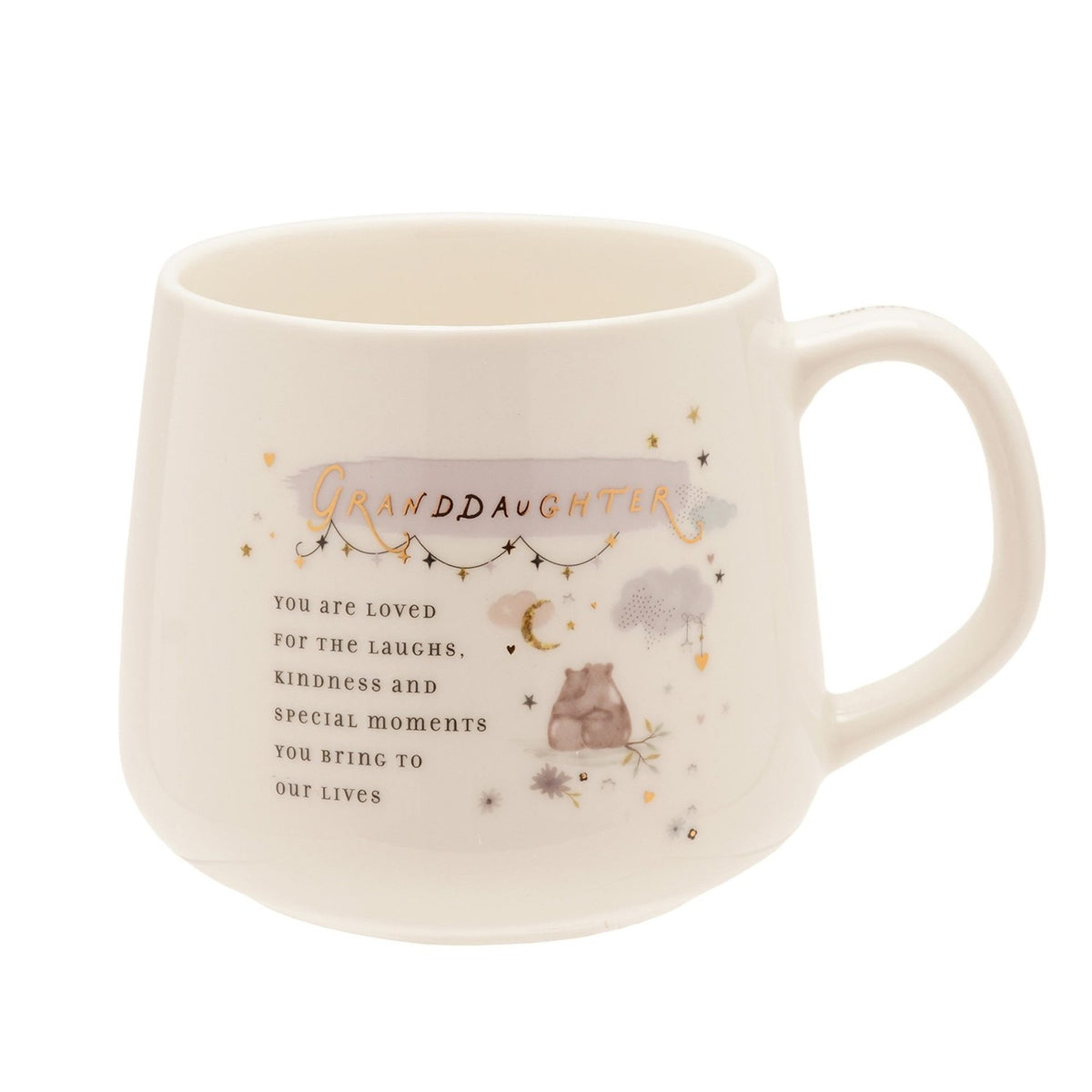 Granddaughter Bear Stoneware Mug with Gold Lettering - Cream
