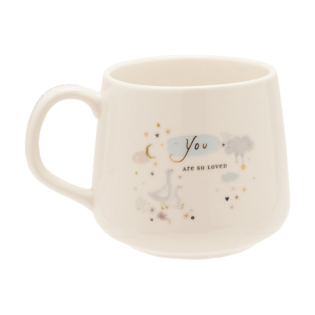 You Are So Loved Geese, Moon and Stars Ceramic Mug - Cream