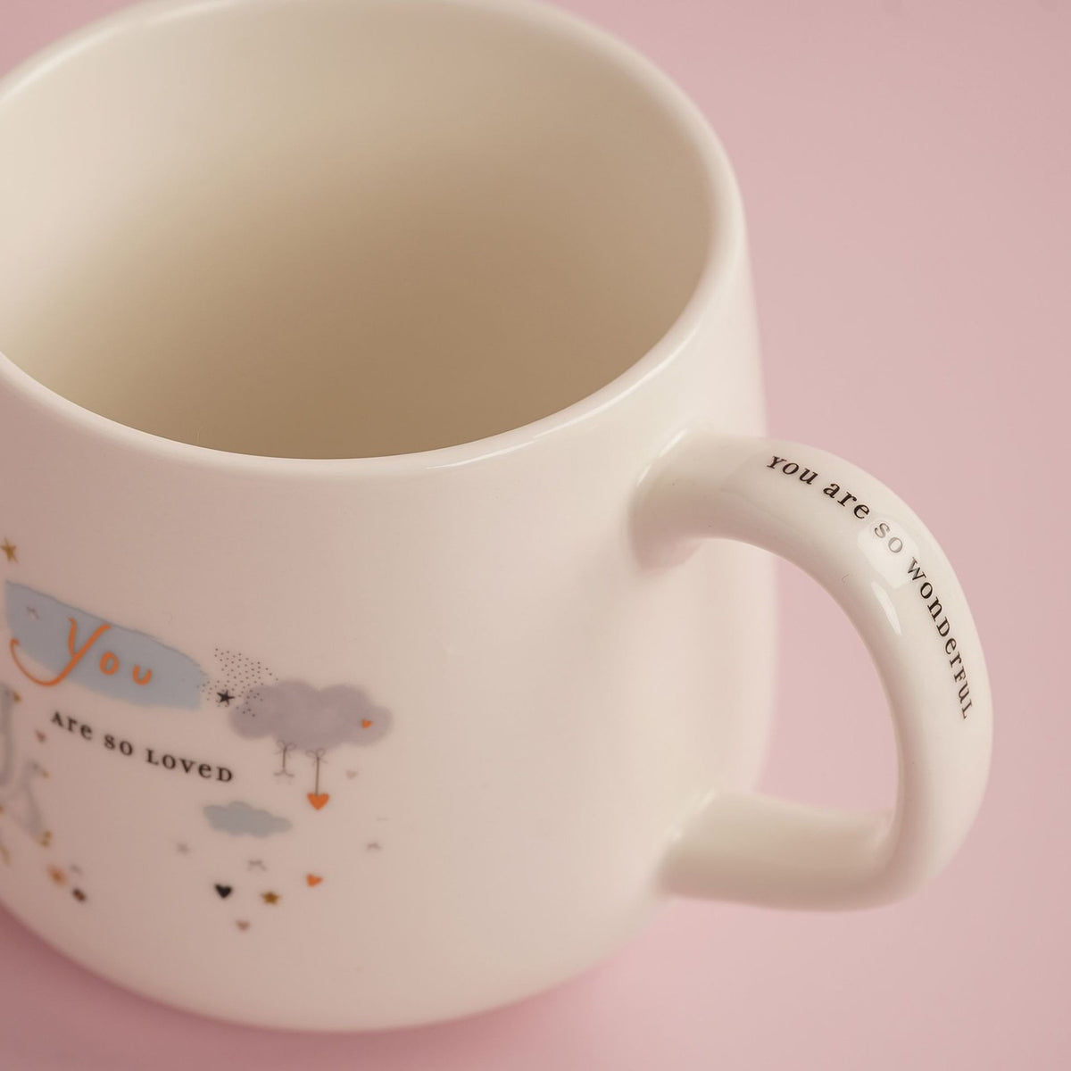 You Are So Loved Geese, Moon and Stars Ceramic Mug - Cream